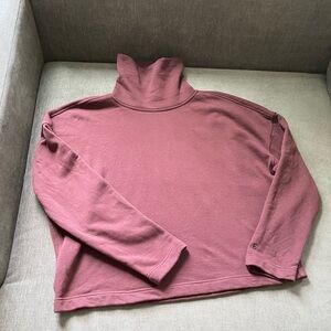 Everlane turtleneck sweatshirt boxy fit brown size XS organic cotton